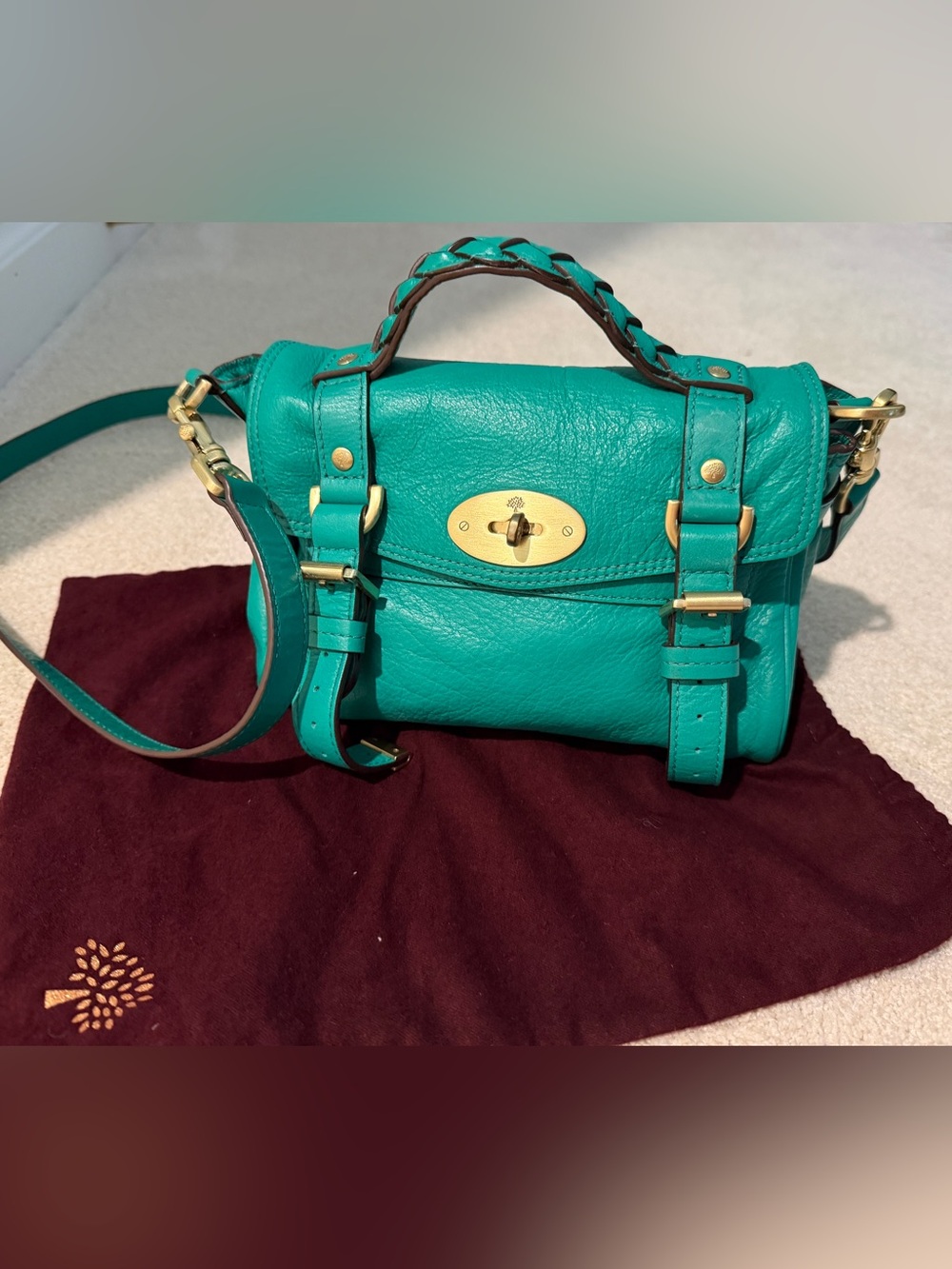 Mulberry Mini Bayswater Crossbody Green with Gold Hardware